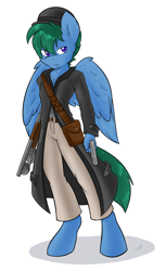 Size: 2892x4735 | Tagged: safe, artist:ambris, oc, oc only, oc:sabre sparkblaze, anthro, pegasus, unguligrade anthro, fallout equestria, anthro oc, commission, solo