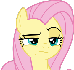 Size: 6550x6187 | Tagged: safe, artist:twilirity, angel bunny, fluttershy, pegasus, pony, she talks to angel, .svg available, absurd resolution, angel is not amused, body swap, close-up, female, frown, lidded eyes, looking at you, mare, raised eyebrow, simple background, solo, transparent background, unamused, vector