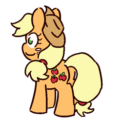 Size: 500x500 | Tagged: safe, alternate version, artist:threetwotwo32232, part of a set, applejack, earth pony, pony, 8 angles of pony collaboration, applejack's hat, cowboy hat, female, freckles, hat, mare, simple background, smiling, solo, transparent background