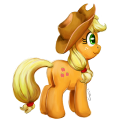 Size: 500x500 | Tagged: safe, alternate version, artist:aemantaslim, part of a set, applejack, earth pony, pony, 8 angles of pony collaboration, applejack's hat, cowboy hat, female, freckles, hat, mare, simple background, smiling, solo, transparent background