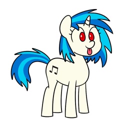 Size: 727x721 | Tagged: safe, artist:handgunboi, dj pon-3, vinyl scratch, pony, unicorn, :p, cute, glasses off, red eyes, simple background, solo, tongue out, vinylbetes, white background, wrong eye color