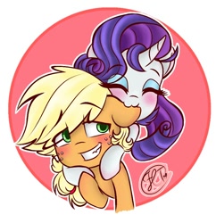 Size: 824x850 | Tagged: safe, artist:flashlighttwi, applejack, rarity, earth pony, pony, unicorn, biting, blushing, cute, daaaaaaaaaaaw, ear bite, female, jackabetes, lesbian, love, raribetes, rarijack, shipping