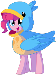 Size: 1911x2524 | Tagged: safe, artist:cyanlightning, pinkie pie, earth pony, pony, eqg summertime shorts, equestria girls, the art of friendship, .svg available, absurd resolution, animal costume, bird costume, clothes, costume, cute, diapinkes, equestria girls ponified, eye shimmer, female, looking at you, mare, open mouth, pinkie birdie, ponified, simple background, smiling, solo, svg, transparent background, vector