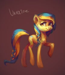 Size: 886x1024 | Tagged: safe, artist:holivi, oc, oc:ukraine, nation ponies, ponified, solo, ukraine