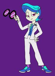 Size: 783x1071 | Tagged: safe, artist:bugssonicx, dj pon-3, vinyl scratch, equestria girls, alternate universe, clothes, fancy, glasses, jacket, pants, shoes, solo, vinyl class