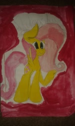 Size: 1536x2560 | Tagged: safe, artist:treble clefé, fluttershy, pegasus, pony, colored, cute, photo, solo, traditional art, watercolor painting, writing