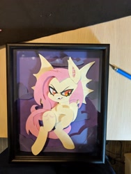 Size: 3024x4032 | Tagged: safe, artist:kuragekami, artist:techycutie, fluttershy, bat pony, pony, bat ponified, flutterbat, race swap, shadowbox