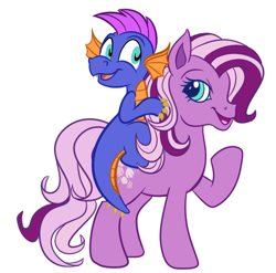 Size: 746x737 | Tagged: safe, artist:wubcakeva, spike, wysteria, dragon, pony, g3, the princess promenade, ear piercing, earring, female, jewelry, mare, piercing, simple background, smiling, white background