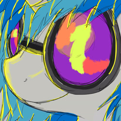 Size: 2048x2048 | Tagged: safe, artist:feather-red, artist:scoot0i0i08, dj pon-3, vinyl scratch, pony, unicorn, close-up, gray background, simple background, smiling, solo, vinyl's glasses