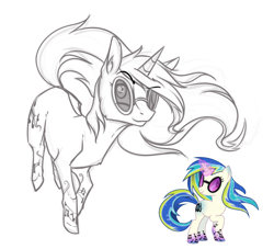 Size: 900x818 | Tagged: safe, artist:28gooddays, dj pon-3, vinyl scratch, pony, unicorn, glasses, rainbow power, sketch, solo