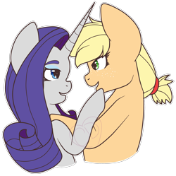 Size: 2759x2753 | Tagged: safe, artist:xcandieddepressionx, applejack, rarity, earth pony, pony, unicorn, cute, female, lesbian, rarijack, shipping, simple background, transparent background