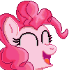 Size: 99x100 | Tagged: safe, artist:8-bitbrony, pinkie pie, earth pony, pony, avatar, bust, cute, diapinkes, eyes closed, female, happy, mare, open mouth, pixel art, simple background, solo, transparent background