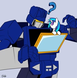 Size: 1070x1080 | Tagged: safe, artist:flylash1, dj pon-3, vinyl scratch, pegasus, pony, crossover, cybertronian, question mark, soundwave (transformers), transformers