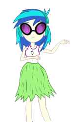 Size: 468x706 | Tagged: safe, artist:lucaspache, dj pon-3, vinyl scratch, equestria girls, belly button, clothes, cute, glasses, grass skirt, hula, hula dance, midriff, simple background, skirt, solo, sunglasses, transparent background, vinylbetes