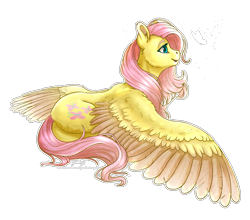 Size: 2814x2478 | Tagged: safe, artist:gaelledragons, fluttershy, butterfly, pegasus, pony, butt, cute, female, flutterbutt, looking at something, mare, plot, shyabetes, simple background, smiling, solo, transparent background, white outline