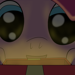 Size: 1600x1600 | Tagged: safe, artist:m3g4p0n1, pinkie pie, pony, box, close-up, glow, present, solo