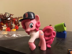 Size: 4032x3024 | Tagged: safe, artist:sunsetshimmertrainz1, pinkie pie, pony, baseball cap, cap, hat, irl, photo, solo, toy