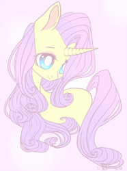 Size: 800x1078 | Tagged: safe, artist:laceymod, fluttershy, rarity, pony, unicorn, female, flarity (fusion), fusion, mare, simple background, solo