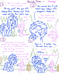 Size: 4779x6013 | Tagged: safe, artist:adorkabletwilightandfriends, dj pon-3, spike, vinyl scratch, dragon, pony, unicorn, comic:adorkable twilight and friends, adorkable, adorkable friends, cellphone, comic, cute, dork, dorks, final boss, forest, friendship, game, garbage bin, humor, lamp post, leaning, overcast, park, phone, pokémon, pokémon go, safari poacher go, sidewalk, slice of life, smartphone