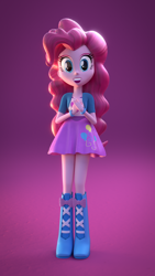 Size: 1080x1920 | Tagged: safe, artist:creatorofpony, artist:rjrgmc28, pinkie pie, equestria girls, 3d, blender, boots, bracelet, clothes, high heel boots, jewelry, shoes, skirt, solo