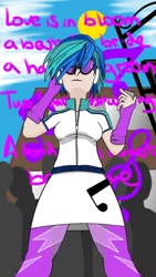 Size: 600x1067 | Tagged: safe, artist:mazmer, dj pon-3, vinyl scratch, equestria girls, female, human coloration, love is in bloom, song reference