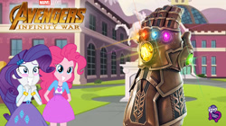 Size: 1194x669 | Tagged: safe, artist:balabinobim, pinkie pie, rarity, equestria girls, avengers: infinity war, infinity gauntlet, infinity stones, marvel cinematic universe, this will end in death, this will end in disintegration, this will end in tears, this will end in tears and/or death, this will not end well, xk-class end-of-the-world scenario