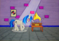 Size: 1024x721 | Tagged: safe, artist:malte279, dj pon-3, vinyl scratch, pony, unicorn, gramophone, marker, marker drawing, marker pen, markers, pickup, spotlight, traditional art