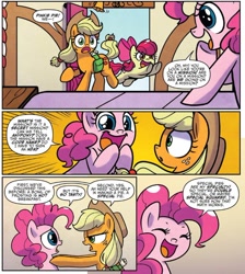 Size: 748x833 | Tagged: safe, artist:agnesgarbowska, idw, apple bloom, applejack, pinkie pie, earth pony, pony, spoiler:comic, spoiler:comic72