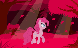 Size: 1920x1200 | Tagged: safe, artist:nuxersopus, pinkie pie, pony, forest, grass, leaves, pink, scenery, solo, tree