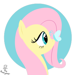 Size: 3000x3000 | Tagged: safe, artist:noidavaliable, fluttershy, butterfly, pegasus, pony, butterfly on nose, cute, insect on nose, lineless, simple background