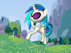 Size: 2000x1500 | Tagged: safe, artist:prismicdiamondart, dj pon-3, vinyl scratch, pony, unicorn, pony creator, 3d, female, headphones, mare, ponylumen, raised hoof, rearing, sunglasses, tree