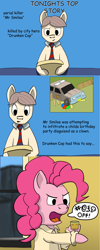 Size: 3300x8281 | Tagged: safe, artist:ponyx, artist:the-mysterious-ponyx, pinkie pie, pony, comic, drinking, news pony