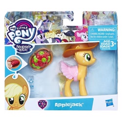Size: 1280x1280 | Tagged: safe, applejack, earth pony, pony, apple, basket, food, hat, merchandise, official, saddle, solo, tack, toy