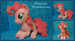 Size: 2560x1400 | Tagged: safe, artist:bluedragonflyplush, pinkie pie, earth pony, pony, female, irl, mare, photo, plushie, prone, sitting, solo