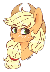 Size: 1006x1438 | Tagged: safe, artist:fioweress, applejack, earth pony, pony, bust, cowboy hat, female, hat, mare, ponytail, portrait, simple background, solo, transparent background