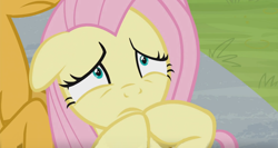 Size: 1366x728 | Tagged: safe, screencap, fluttershy, snails, pegasus, pony, 2 4 6 greaaat, nervous, worried