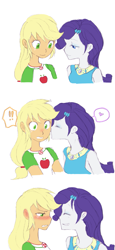 Size: 591x1280 | Tagged: safe, artist:haibaratomoe, applejack, rarity, equestria girls, clothes, comic, cute, daaaaaaaaaaaw, female, jackabetes, lesbian, love, raribetes, rarijack, shipping