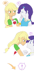 Size: 605x1280 | Tagged: safe, artist:haibaratomoe, applejack, rarity, equestria girls, clothes, comic, cute, daaaaaaaaaaaw, female, jackabetes, lesbian, love, raribetes, rarijack, shipping