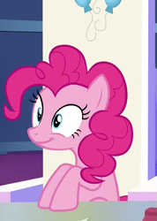 Size: 701x983 | Tagged: safe, screencap, pinkie pie, earth pony, pony, sparkle's seven, cropped, friendship throne, solo, throne