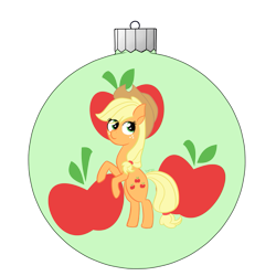 Size: 1181x1181 | Tagged: safe, artist:dyonys, applejack, earth pony, pony, chibi, christmas ornament, decoration, female, freckles, hat, simple background, transparent background