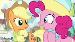 Size: 1280x720 | Tagged: safe, screencap, applejack, pinkie pie, earth pony, pony, best gift ever, duo, female, mare