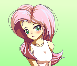 Size: 2900x2500 | Tagged: safe, artist:mutant-horsies, fluttershy, equestria girls, blushing, female, green background, high res, simple background, solo