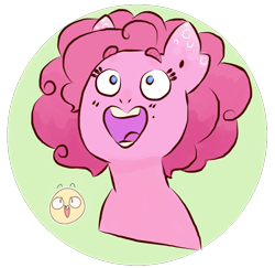 Size: 812x788 | Tagged: safe, artist:foxumbrella, part of a set, pinkie pie, pony, alternate hairstyle, bust, emotions, female, happy, heart, heart eyes, heart mouth, mare, open mouth, simple background, solo, transparent background, wingding eyes