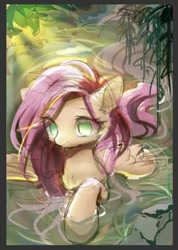 Size: 446x626 | Tagged: safe, artist:leafywind, fluttershy, pegasus, pony, female, mare, solo, water