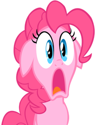 Size: 779x1026 | Tagged: safe, artist:iamthegreatlyra, pinkie pie, earth pony, pony, baby cakes, d:, female, floppy ears, mare, open mouth, shocked, simple background, solo, surprised, transparent background, vector