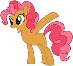 Size: 1920x1729 | Tagged: safe, edit, babs seed, pinkie pie, earth pony, pony, female, fusion, mare, open mouth, palette swap, ponyar fusion, raised hoof, recolor, simple background, solo, transparent background, vector, vector edit