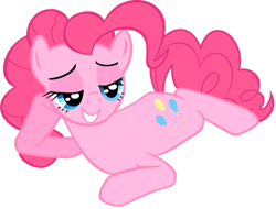 Size: 900x684 | Tagged: safe, artist:iamthegreatlyra, pinkie pie, earth pony, pony, bedroom eyes, damn sexy pose, draw me like one of your french girls, female, lidded eyes, mare, on stomach, pose, sexy, simple background, solo, stupid sexy pinkie, transparent background, vector