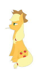 Size: 3000x4509 | Tagged: safe, alternate version, artist:alltimemine, applejack, earth pony, pony, cowboy hat, cutie mark, female, hat, haystick, high res, inkscape, lineless, mare, mouth hold, profile, simple background, sitting, solo, straw in mouth, transparent background, vector