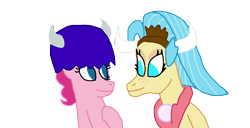 Size: 1300x664 | Tagged: safe, artist:bigpurplemuppet99, pinkie pie, princess skystar, earth pony, pony, female, lesbian, shipping, skypie