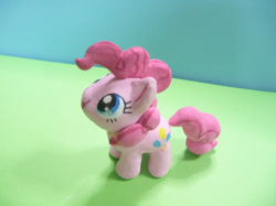 Size: 589x441 | Tagged: safe, artist:ラル, pinkie pie, earth pony, pony, custom, irl, looking up, photo, plushie, smiling, toy